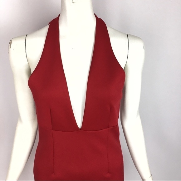 NWT Forever 21 Dress Red Halter Low V-Neck Evening Date Size Small - Picture 8 of 8